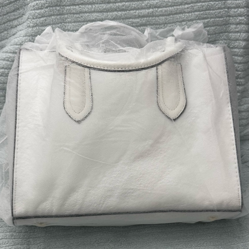 Women Crossbody Tote Bag PU Leather Tote Top Handle Satchel Shoulder Bag, White - Picture 2 of 14